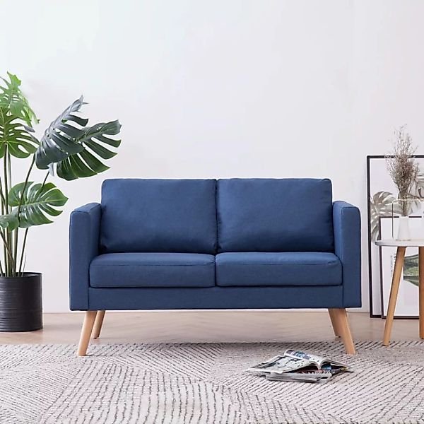 vidaXL Sofa 2-Sitzer-Sofa Stoff Blau Couch günstig online kaufen