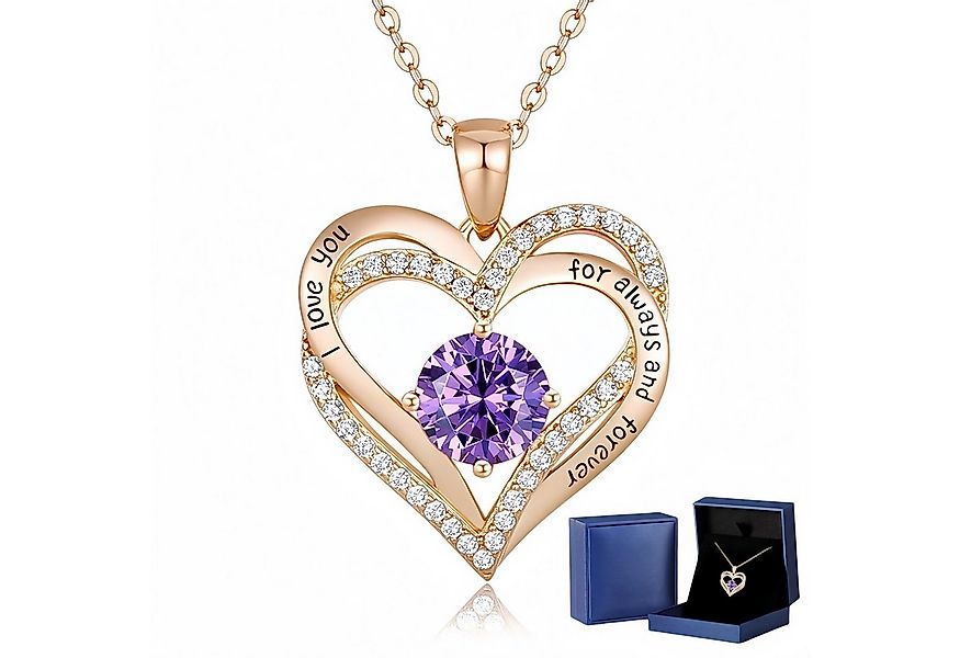 GLIESE Herzkette 925 Sterling Silber Halskette mit Rosa Gold & Zirkonia günstig online kaufen
