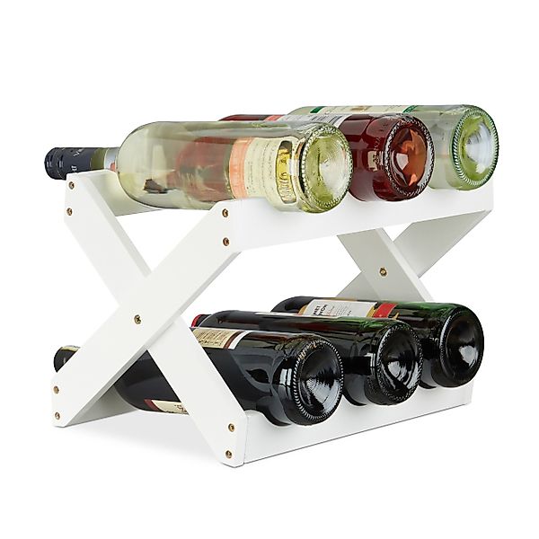 relaxdays Weinregal Bambus X shape weiß günstig online kaufen