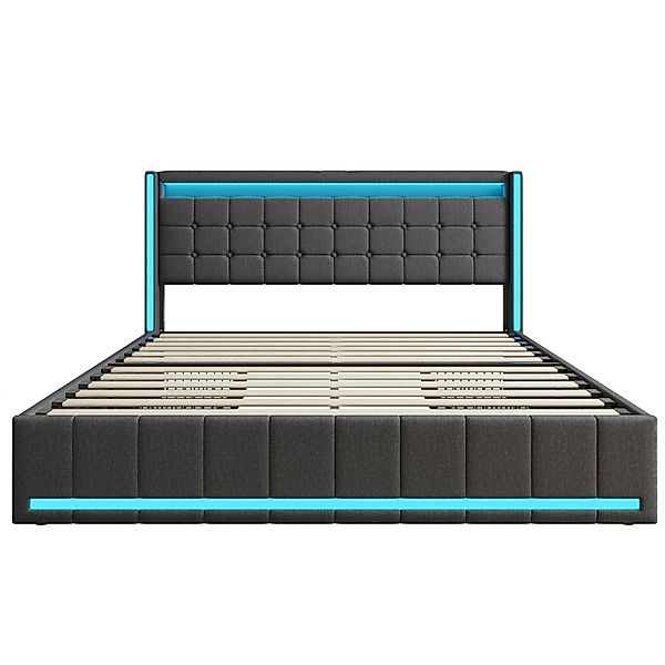 PXloue Polsterbett LED Doppelbett (Inklusive USB-Typ-C-Ladeanschluss), günstig online kaufen