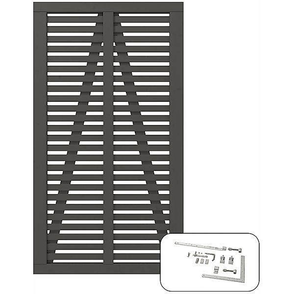 Plus Holz Einzeltor Harmoni Nadelholz Umbragrau 100 cm x 180 cm günstig online kaufen