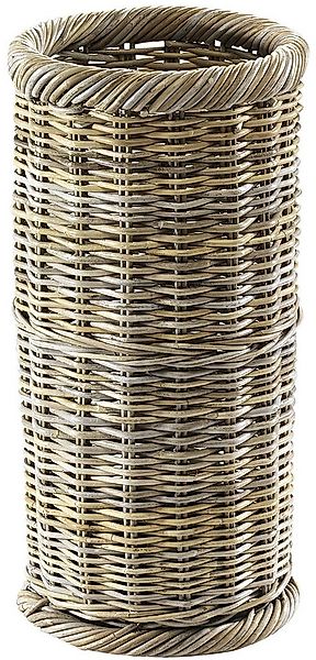 Kobolo Schirmständer Schirmhalter rund Rattan grau Handarbeit H: 56 cm günstig online kaufen
