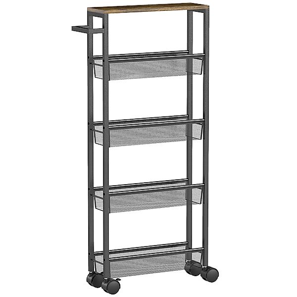 HOMCOM Küchenwagen Servierwagen mit 5 Ebenen, Schmaler Rollwagen Küchenrega günstig online kaufen