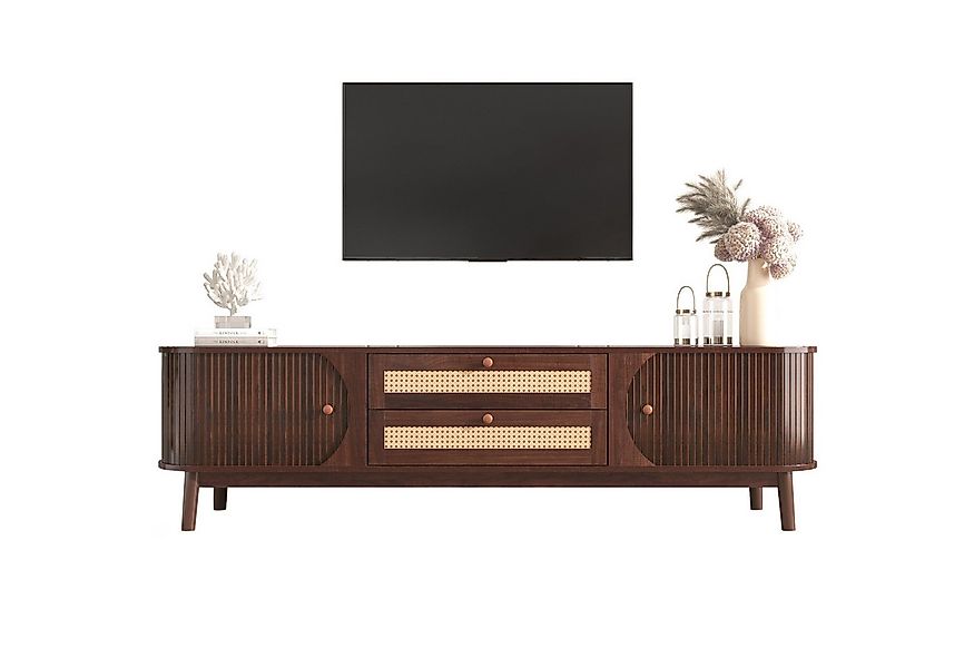 Merax Lowboard mit 2 Schubladen und 2 Bogenschiebetüren, TV-Schrank mit Rat günstig online kaufen
