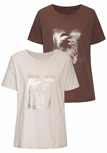 Vivance T-Shirt "mit goldfarben schimmerndem Folienprint", aus weicher Baum günstig online kaufen