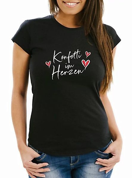 MoonWorks Print-Shirt Damen T-Shirt Fasching Karneval Spruch Konfetti Herz günstig online kaufen