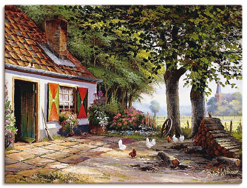 Artland Wandbild "Hühner auf dem Hof" Garten 1 Stk. tlg. als Leinwandbild, günstig online kaufen