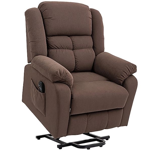 HOMCOM Fernsehsessel mit Aufstehhilfe Polyester Stahl Braun 92B x 102T x 10 günstig online kaufen