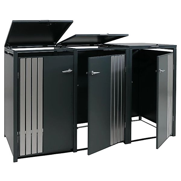 Proregal 3er-Mülltonnenverkleidung Mit Deckel HxBxT 122x200x84 cm Anthrazit günstig online kaufen