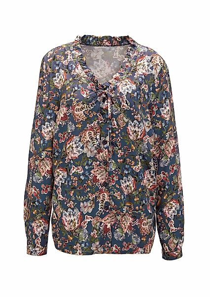 GOLDNER Druckbluse "Kurzgröße Kurzgröße - Druckbluse mit raffinierter Aussc günstig online kaufen