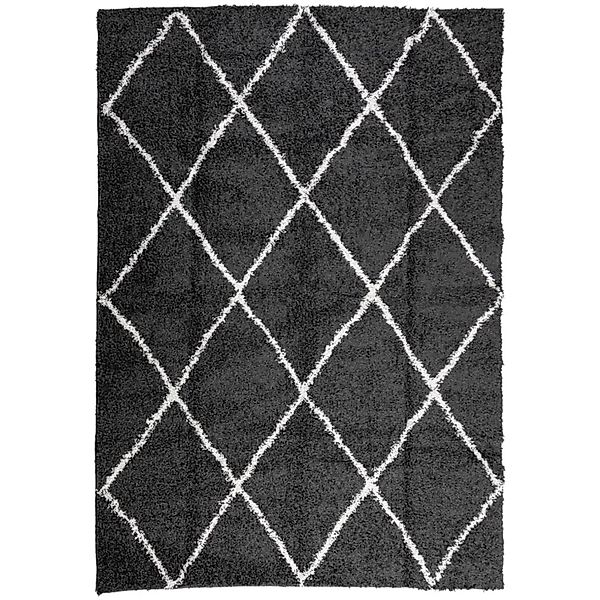 vidaXL Teppich Shaggy Hochflor Modern Schwarz Und Creme 160x230 Cm 1955287 günstig online kaufen