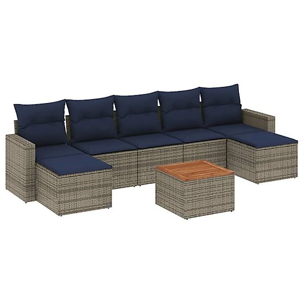 vidaXL 8-Tlg Gartensofa-Set mit Kissen Grau Polyrattan 3256586 günstig online kaufen