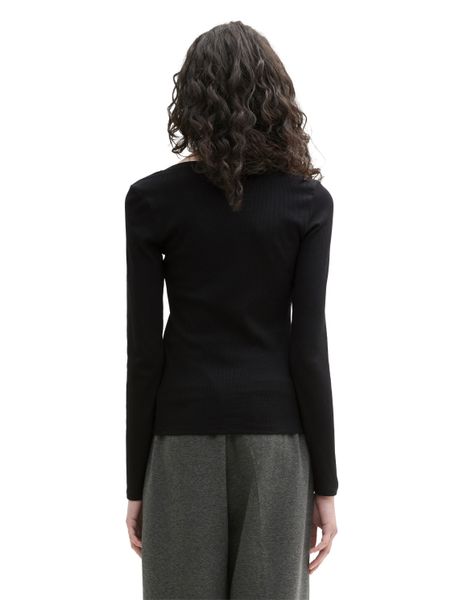 TOM TAILOR Denim Rundhalsshirt gerippt und mit Stretch günstig online kaufen