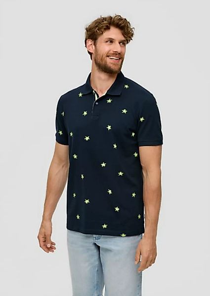 s.Oliver Kurzarmshirt Poloshirt mit All-over-Print und Kontrast-Details Kon günstig online kaufen