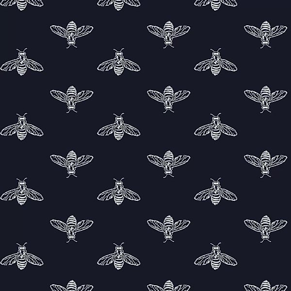 Joules Vliestapete Block Print Bee French Navy Blau FSC® günstig online kaufen