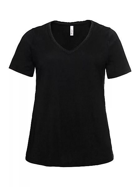 Sheego T-Shirt "Große Größen", mit dezenter Spitze am V-Ausschnitt günstig online kaufen