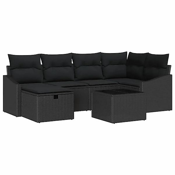 vidaXL Garten-Sofa-Set mit Kissen mit Speicher 7-Tlg Schwarz 3359292 günstig online kaufen