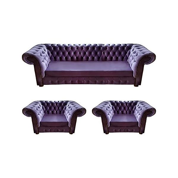 JVmoebel Chesterfield-Sofa Wohnzimmer Set 3tlg 2x Sessel Modern Sofa Dreisi günstig online kaufen
