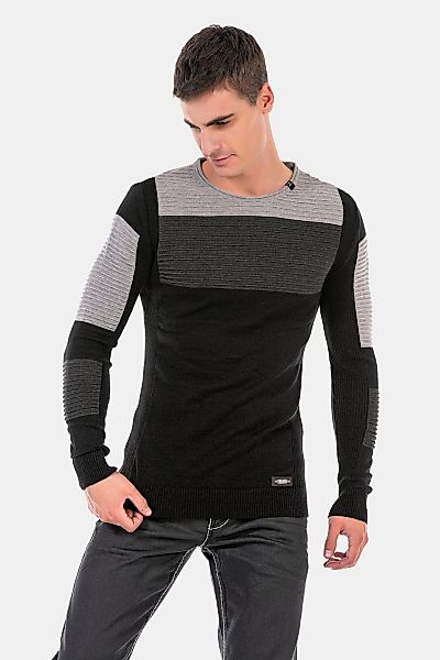 Cipo & Baxx Rundhalspullover "Pullover", (1 tlg.), in extravagantem Strickd günstig online kaufen
