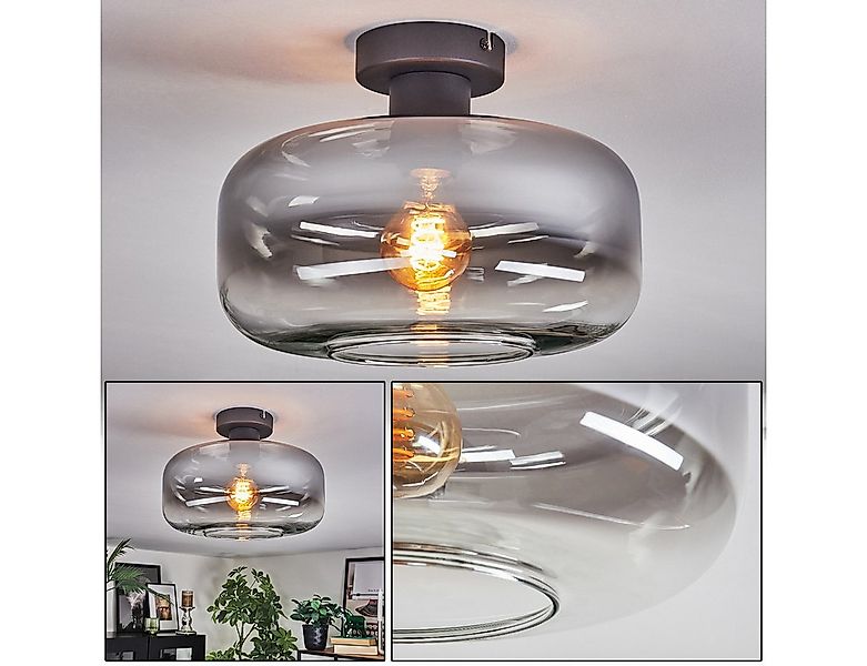 hofstein Deckenleuchte 1-flammige Deckenlampe aus Metall/Glas in Schwarz/Ra günstig online kaufen