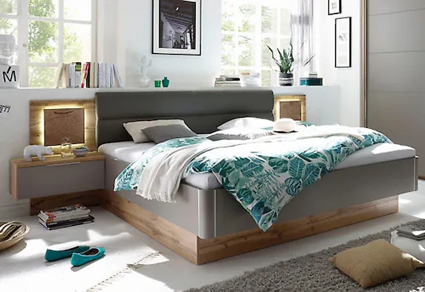 Schlafkontor Bettanlage Capri, mit 2 Nachttischen und integrierter LED-Bele günstig online kaufen