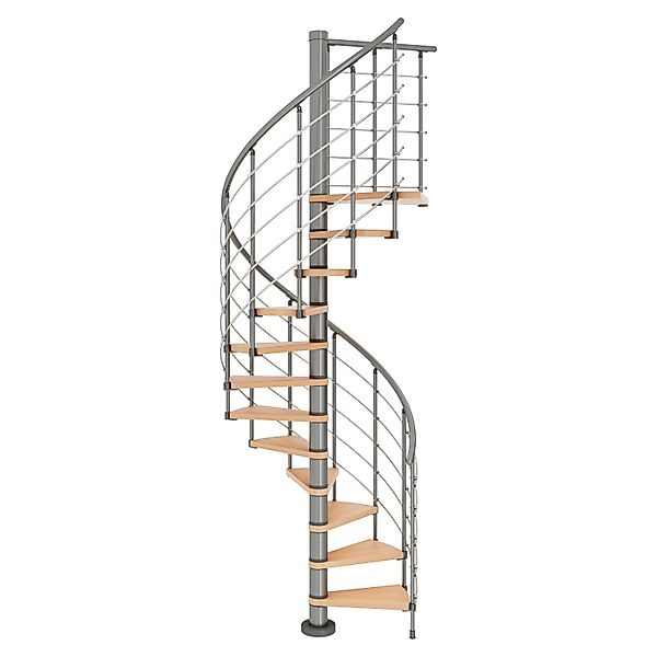 Dolle Spindeltreppe Oslo Ø 120 cm Metallelemente Grau 13 Stufen Buche FSC® günstig online kaufen