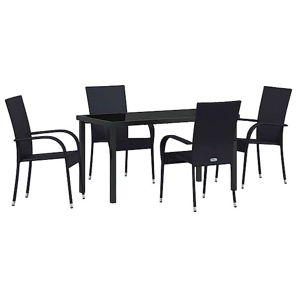 vidaXL Garten Essgruppe 5-Tlg Schwarz Poly Rattan 3379403 günstig online kaufen