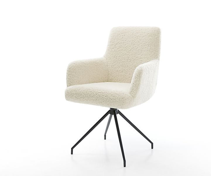 Esszimmerstuhl Heira-Flex mit Armlehnen Teddystoff Beige Kreuzgestell konis günstig online kaufen