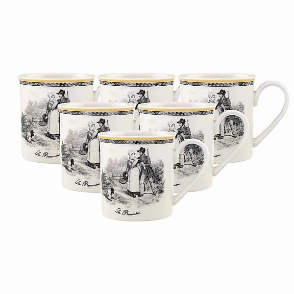 Villeroy & Boch Becher "Kaffeebecher Audun Chasse 300 ml 6er Set weiß-grau- günstig online kaufen