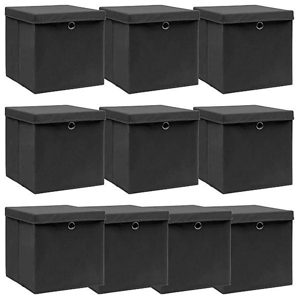 Aufbewahrungsboxen Mit Deckel 10 Stk. Schwarz 32×32×32 Cm Stoff günstig online kaufen