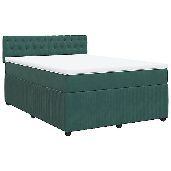 vidaXL Boxspringbett mit Matratze Dunkelgrün 160x200 cm Samt 3287791 günstig online kaufen
