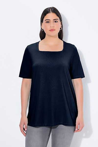 Ulla Popken T-Shirt T-Shirt A-Linie Carré-Ausschnitt günstig online kaufen