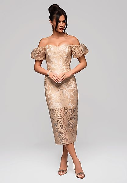 OMBRE Abendkleid Schulterfreies Midikleid mit floraler günstig online kaufen