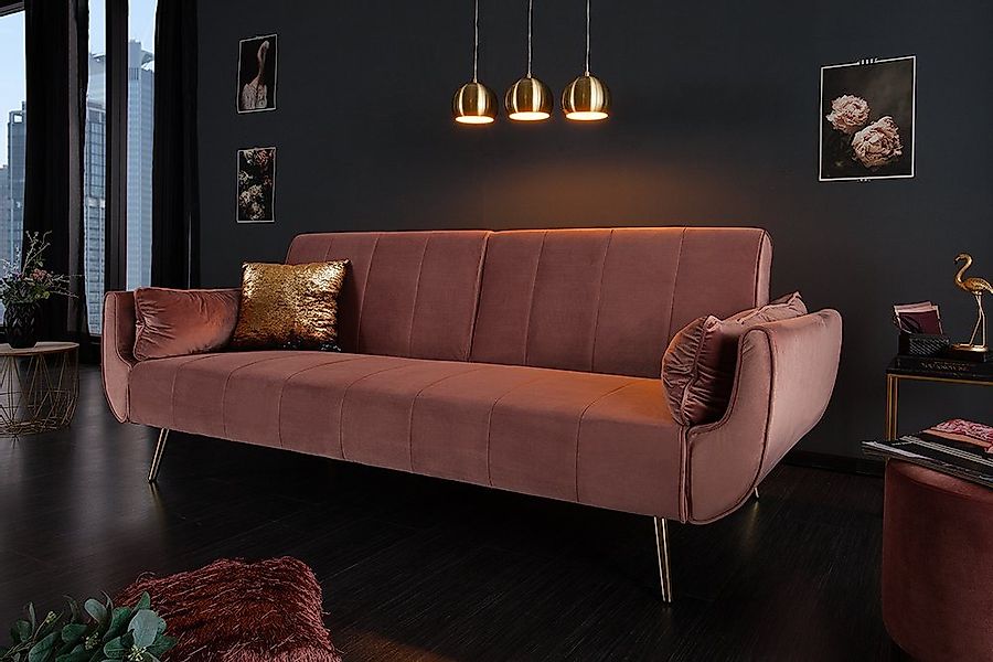 riess-ambiente Schlafsofa DIVANI 220cm altrosa / gold, Einzelartikel 1 Teil günstig online kaufen