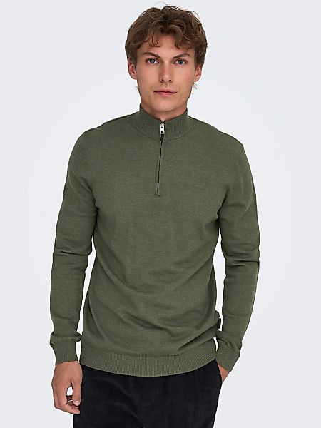 ONLY & SONS Troyer "ONSLOUI REG 12 MEL HALF ZIP KNIT NOOS" günstig online kaufen