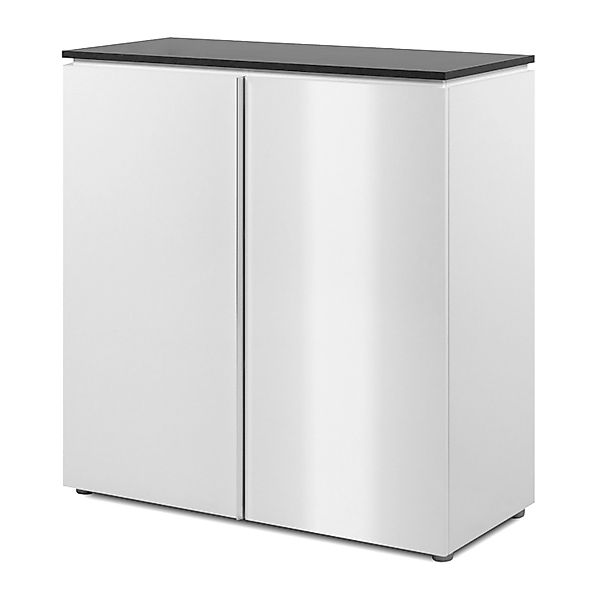 Furn.Design Kommode Weiß Seidenglanz Grau 89 cm 2-türig 3 Fächer Briec günstig online kaufen