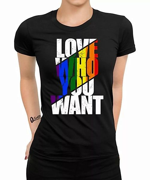 Quattro Formatee Kurzarmshirt Love who you want - Stolz Regenbogen LGBT Gay günstig online kaufen
