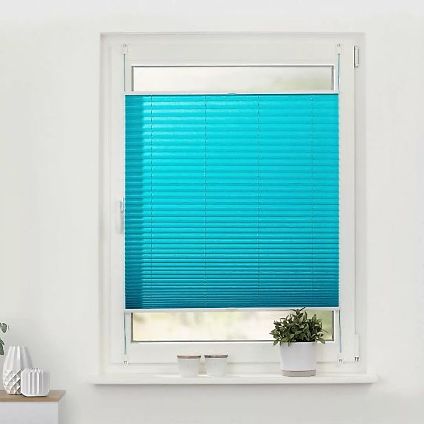 Spannplissee blau B/L: ca. 75x130 cm günstig online kaufen