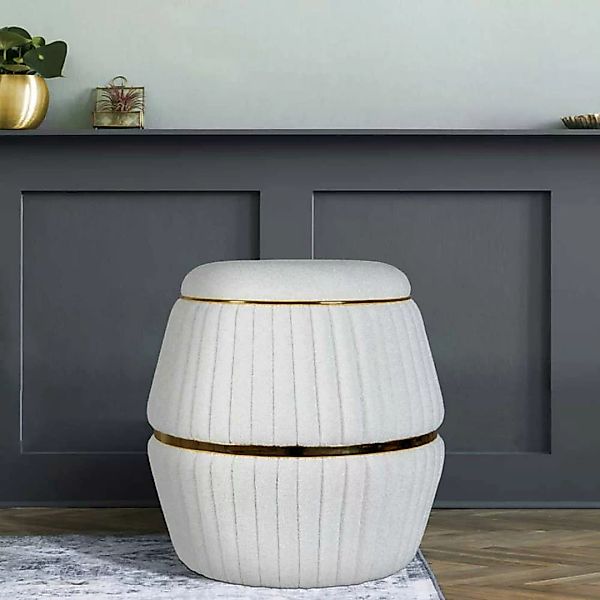 Hocker in Weiß Goldfarben günstig online kaufen