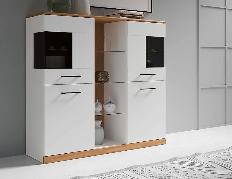 OTTO home Highboard "Ribe,120cm breit,112cm hoch,Oberplatte massiv,12 Fäche günstig online kaufen