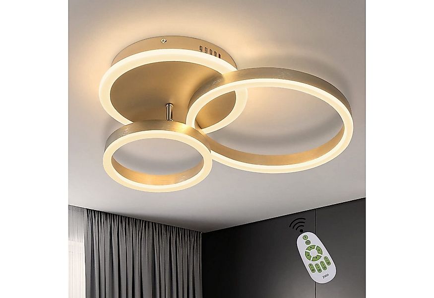 Nettlife LED Deckenleuchte LED Deckenleuchte 3 Ringen 46W Aluminium, LED fe günstig online kaufen