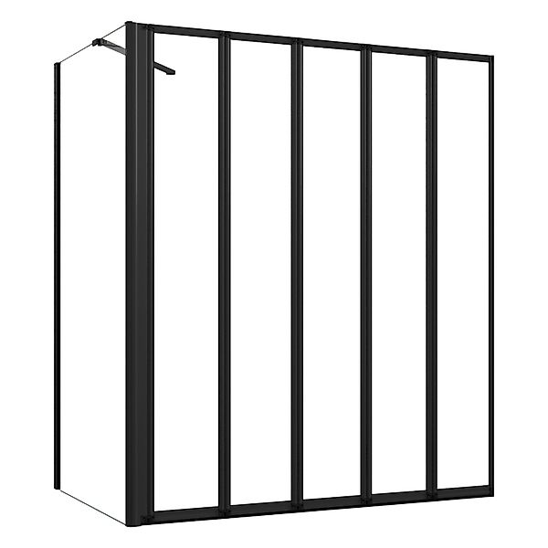 AICA 120X140cm 5-teilig Schwarz Badewannenfaltwand mit 80cm Seitewand Faltw günstig online kaufen