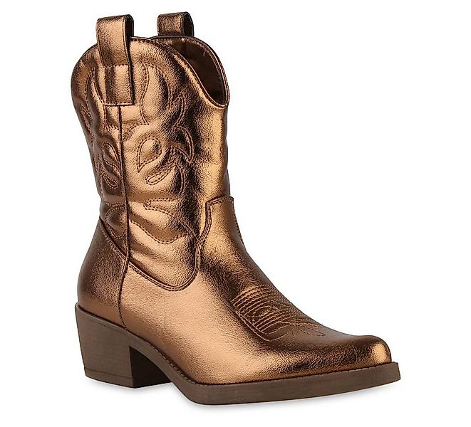 VAN HILL 840203 Cowboy Boots Damen Stiefeletten Cowboy Boots Stickereien Ho günstig online kaufen