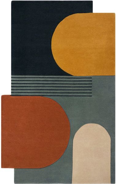 FLAIR RUGS Wollteppich "Lozenge mit abstraktem Retro-Design" rechteckig 10 günstig online kaufen