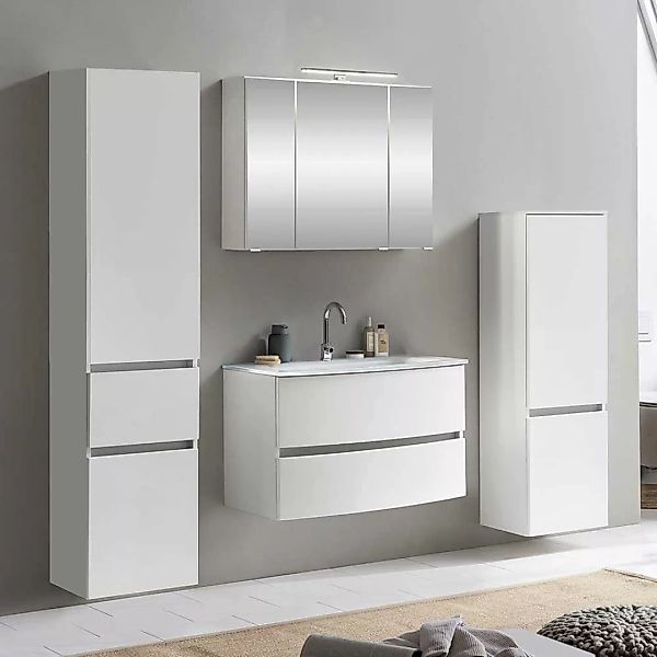 Badmöbel Set in Weiß 160 cm breit (vierteilig) günstig online kaufen