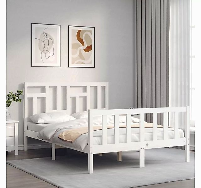 vidaXL Bett Massivholzbett ohne Matratze Weiß 120x200 cm Kiefernholz günstig online kaufen