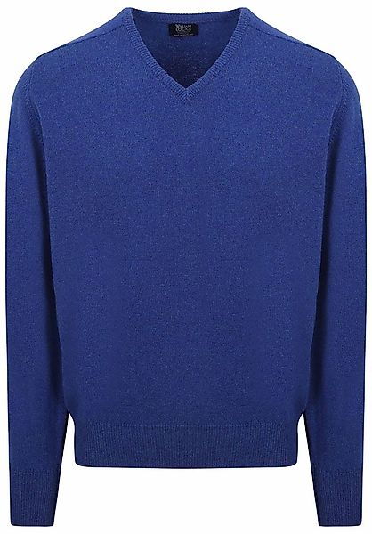 William Lockie V-Auschnitt Pullover Lammwolle Royal Blue - Größe L günstig online kaufen