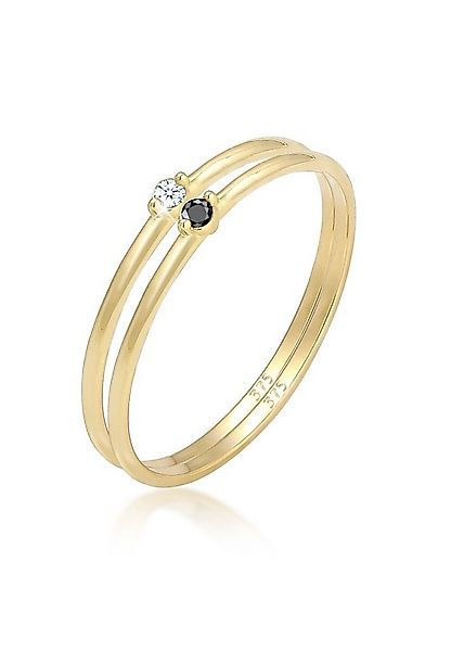 Elli DIAMONDS Verlobungsring Solitär Schwarz Weiss Diamant (0.03 ct) Gelbgo günstig online kaufen