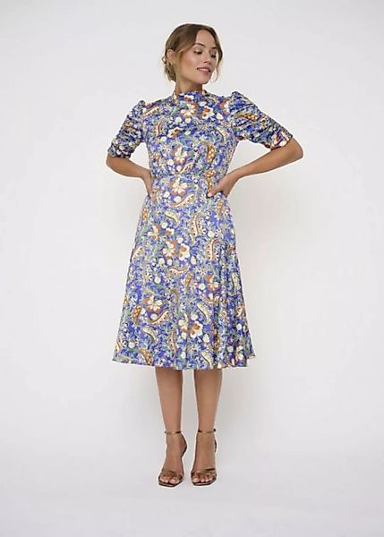 Kleo Abendkleid Ruffle Sleeve Midi Kleid geblümt günstig online kaufen
