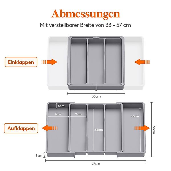 Lifewit Besteckeinsatz Besteckkasten für Schubladen, Utensilienständer günstig online kaufen